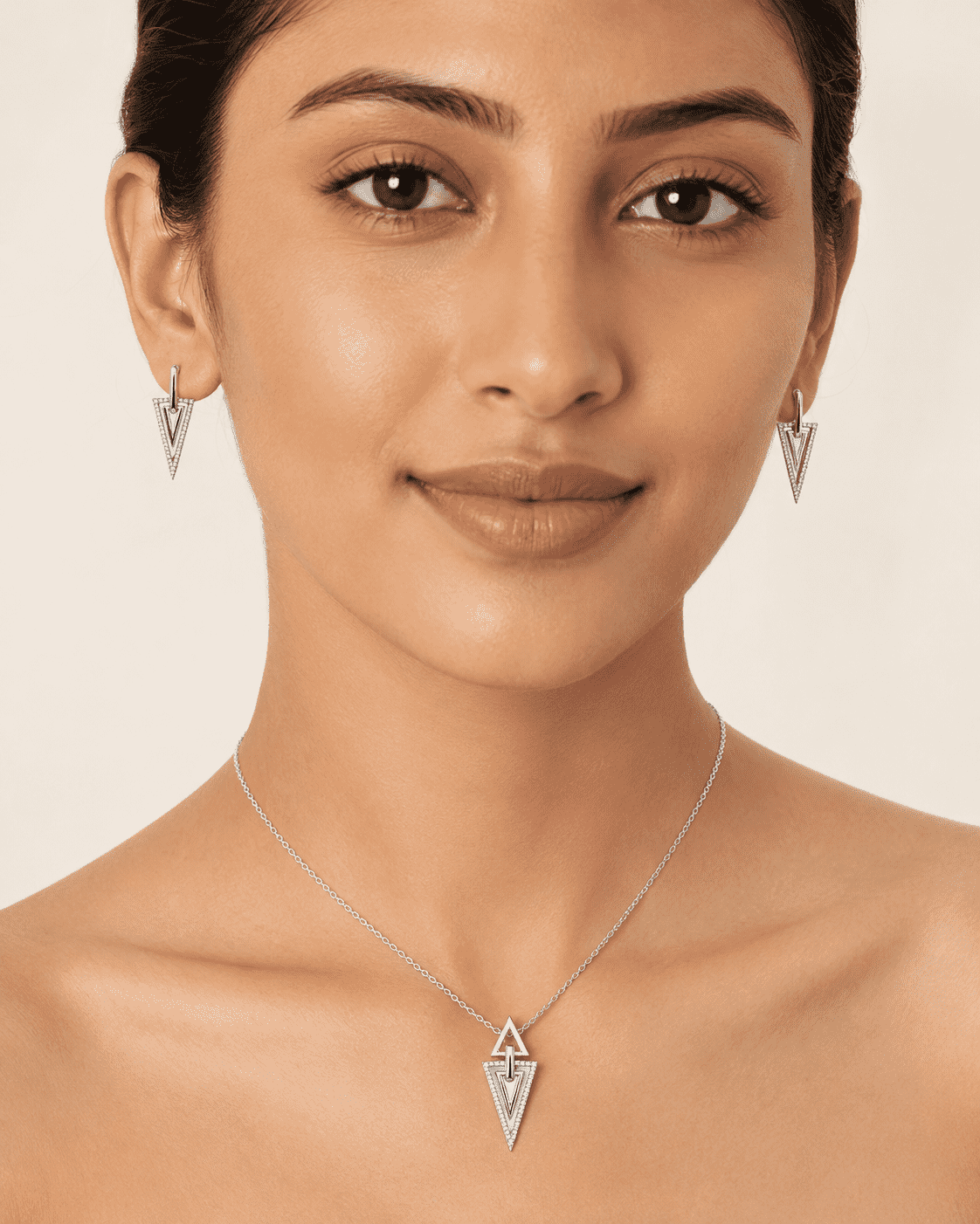 The Old Money Emerald-Cut Set — Gold Plated Edge Pendant Set by House of Zena, front view