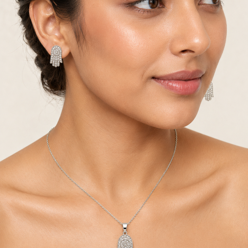 Noor Hamsa Pendant Set