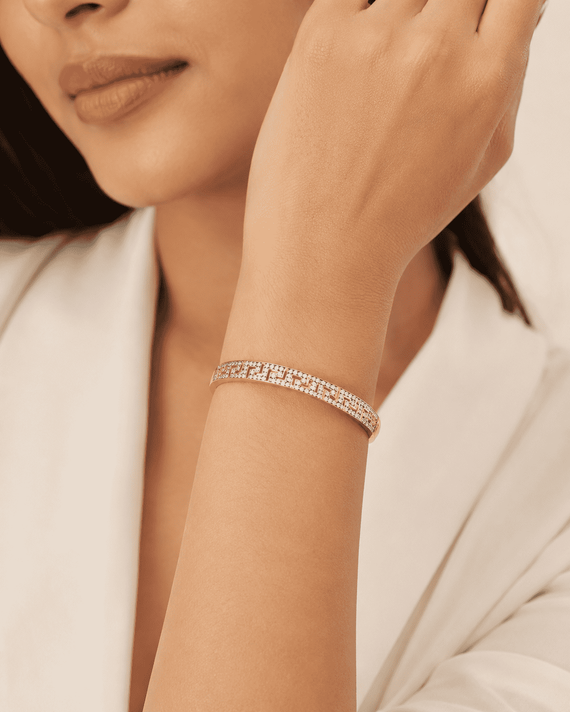 The Labyrinth Gold Cuff — Gold Plated Maze Bangle by House of Zena, front view