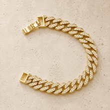 The "Rich Auntie" Pavé Chain — Gold Plated Pavé Cuban Bracelet by House of Zena, close-up detail