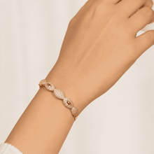The Olive Leaf Open Cuff — Gold Plated Marquise Bangle by House of Zena, front view