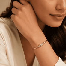 The "Locked In" Hinge Bangle — Gold Plated Lock Bangle by House of Zena, front view