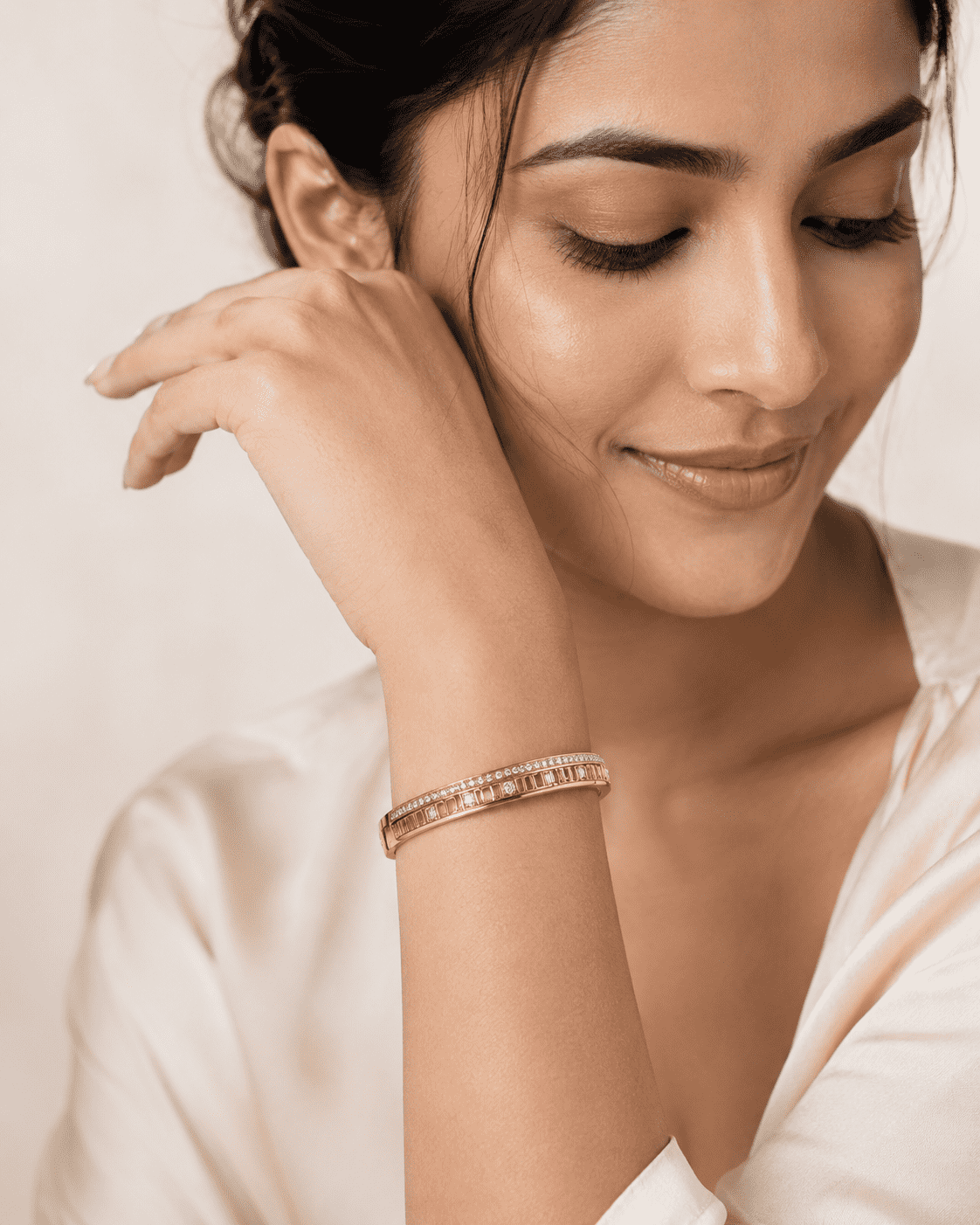 The Golden Highway Pavé Bangle — Gold Plated Golden Linea Bangle by House of Zena, front view