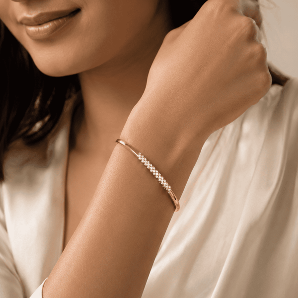 The Sparkling Donut Bangle — Gold Plated Pavé Bangle by House of Zena, front view — Anti-Tarnish Waterproof Jewellery | House of Zena