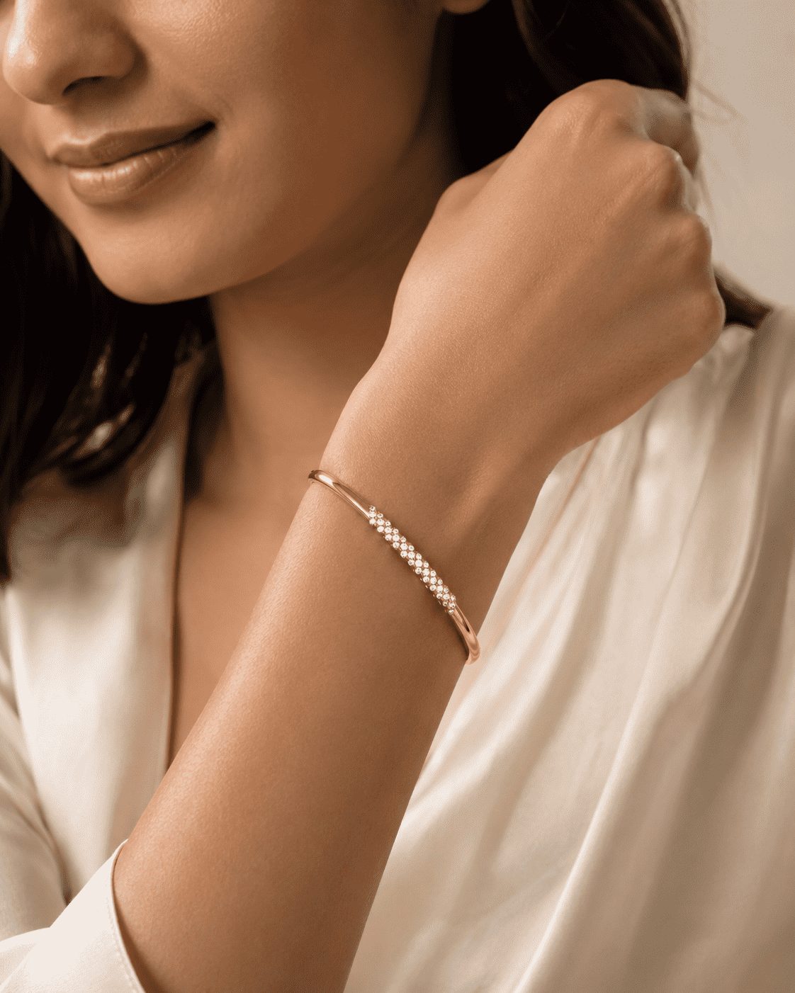 The Sparkling Donut Bangle — Gold Plated Pavé Bangle by House of Zena, front view