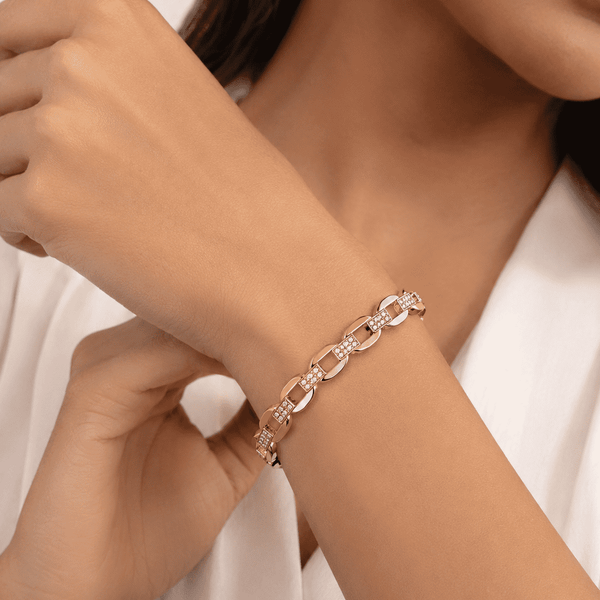 The Paperclip Stacking Cuff — Gold Plated Link Bangle by House of Zena, front view — Anti-Tarnish Waterproof Jewellery | House of Zena
