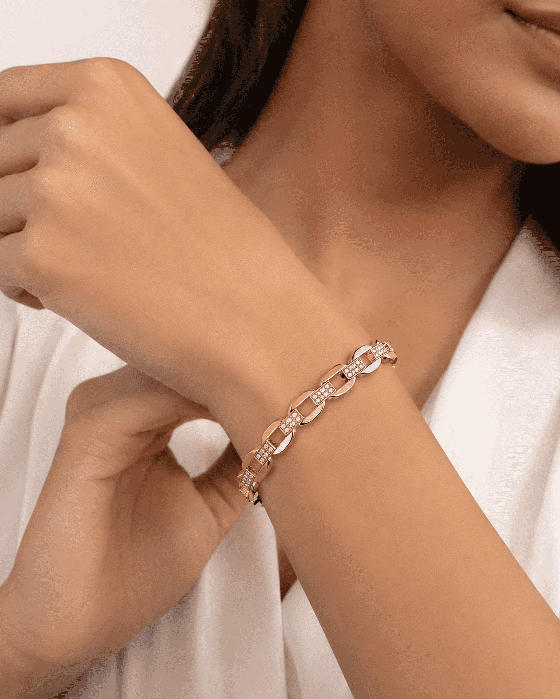 The Paperclip Stacking Cuff — Gold Plated Link Bangle by House of Zena, front view
