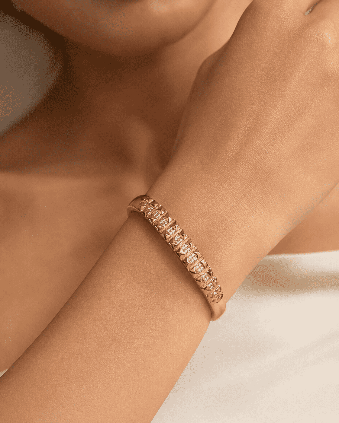 The Rock & Roll Studded Bangle — Gold Plated Studded Bangle by House of Zena, front view