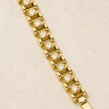 The Chocolate Bar Link Bracelet — Gold Plated Évora Crystal Link Bracelet by House of Zena, styled on model