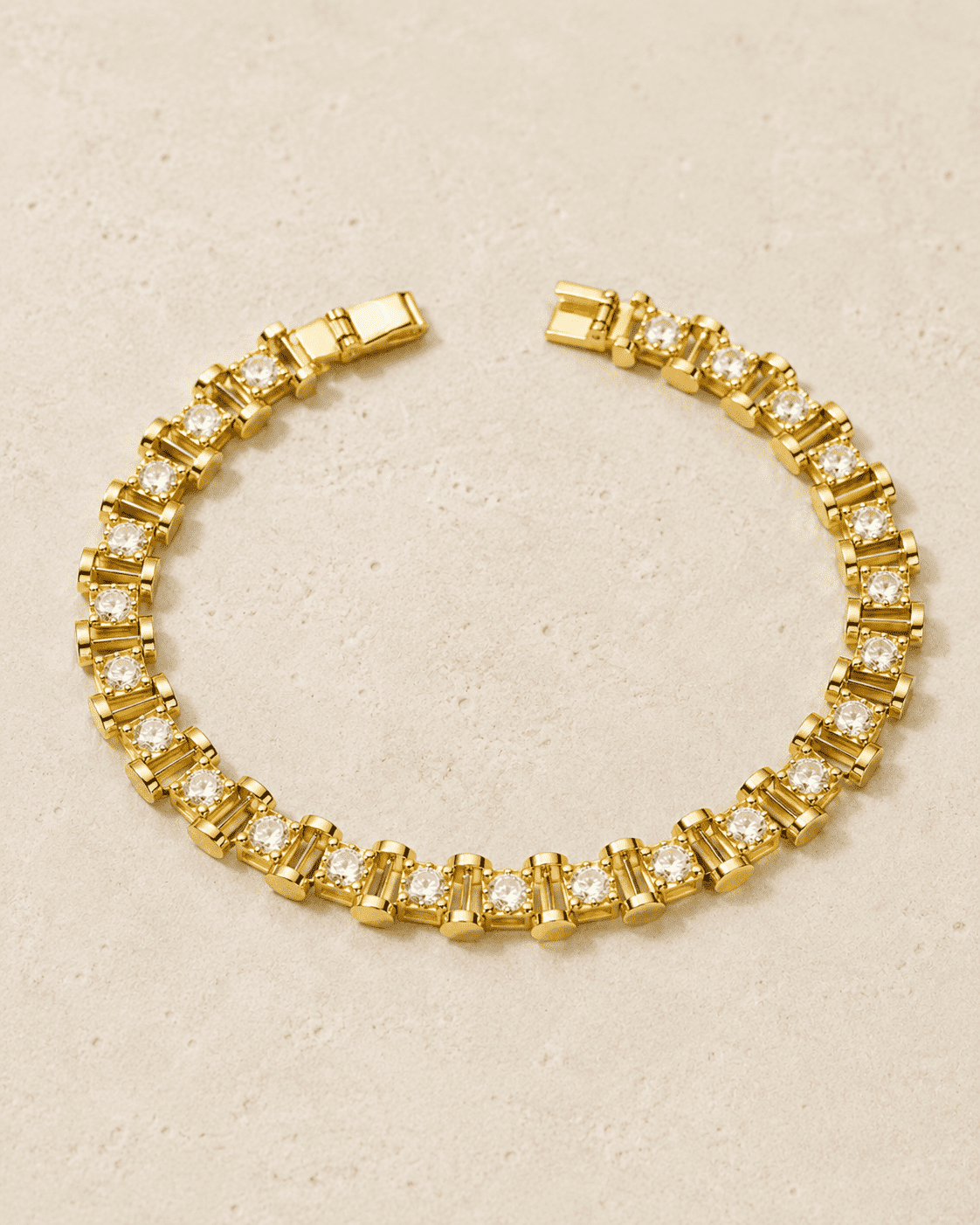The Chocolate Bar Link Bracelet — Gold Plated Évora Crystal Link Bracelet by House of Zena, close-up detail