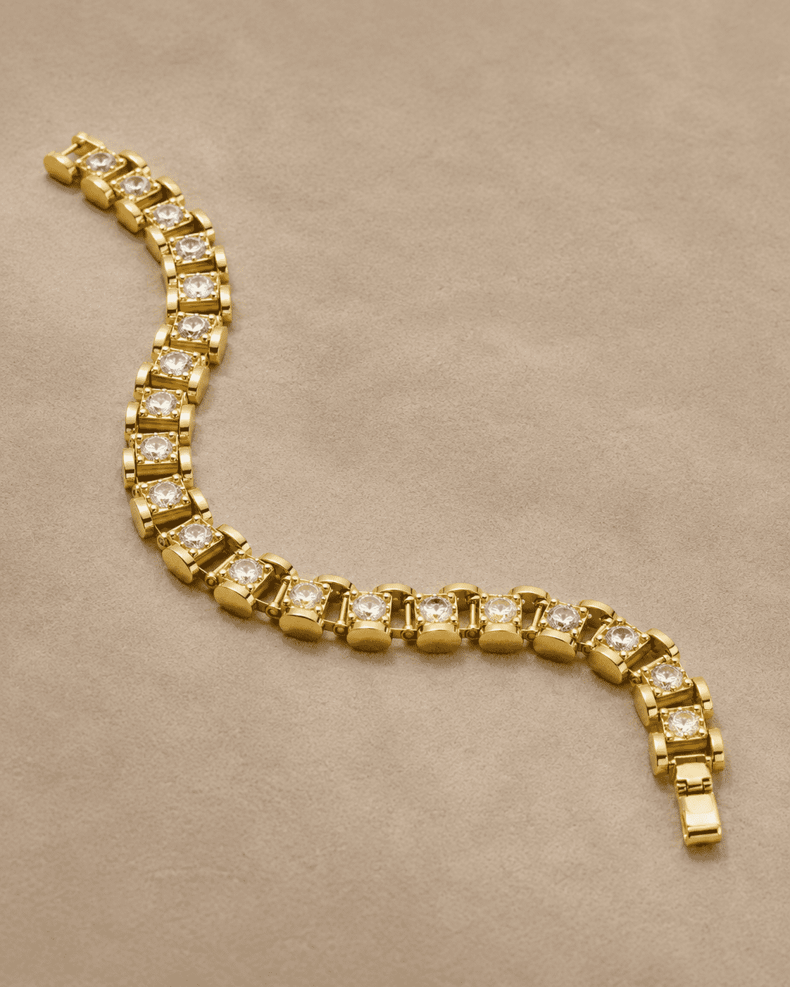 The Chocolate Bar Link Bracelet — Gold Plated Évora Crystal Link Bracelet by House of Zena, side angle