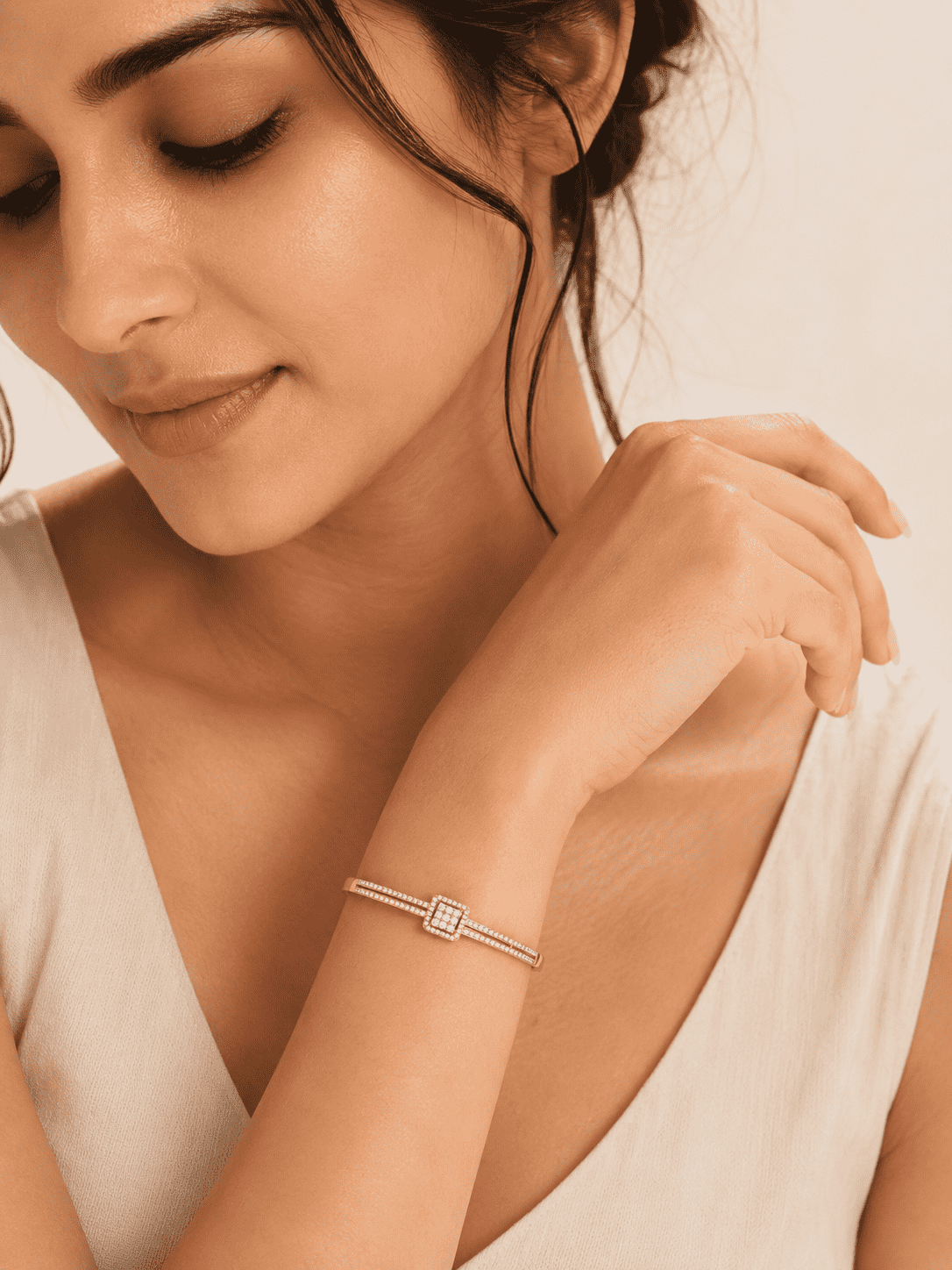 The Architectural Frame Bangle — Gold Plated Frame Bangle by House of Zena, front view