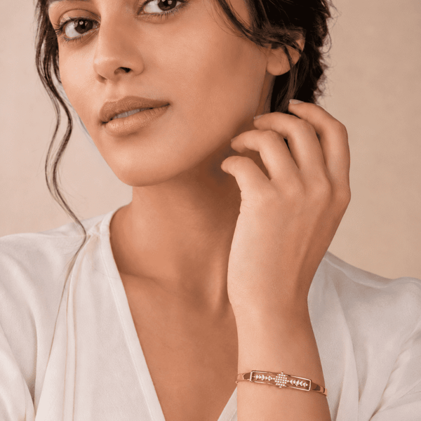 The Minimalist Horizon Bar Cuff — Gold Plated Bar Bangle by House of Zena, front view — Anti-Tarnish Waterproof Jewellery | House of Zena