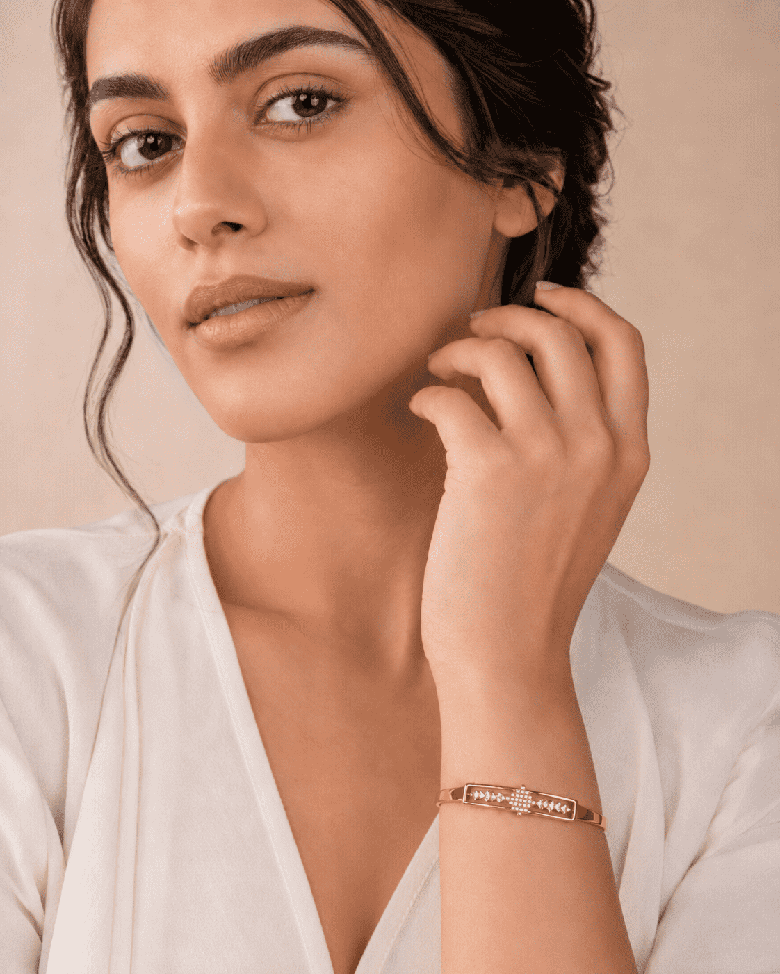 The Minimalist Horizon Bar Cuff — Gold Plated Bar Bangle by House of Zena, front view
