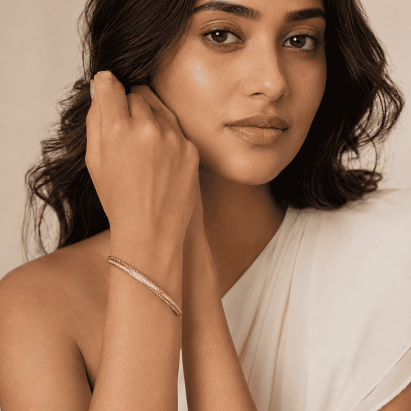 The Caviar Bead Bangle — Gold Plated Studline Bangle by House of Zena, front view — Anti-Tarnish Waterproof Jewellery | House of Zena