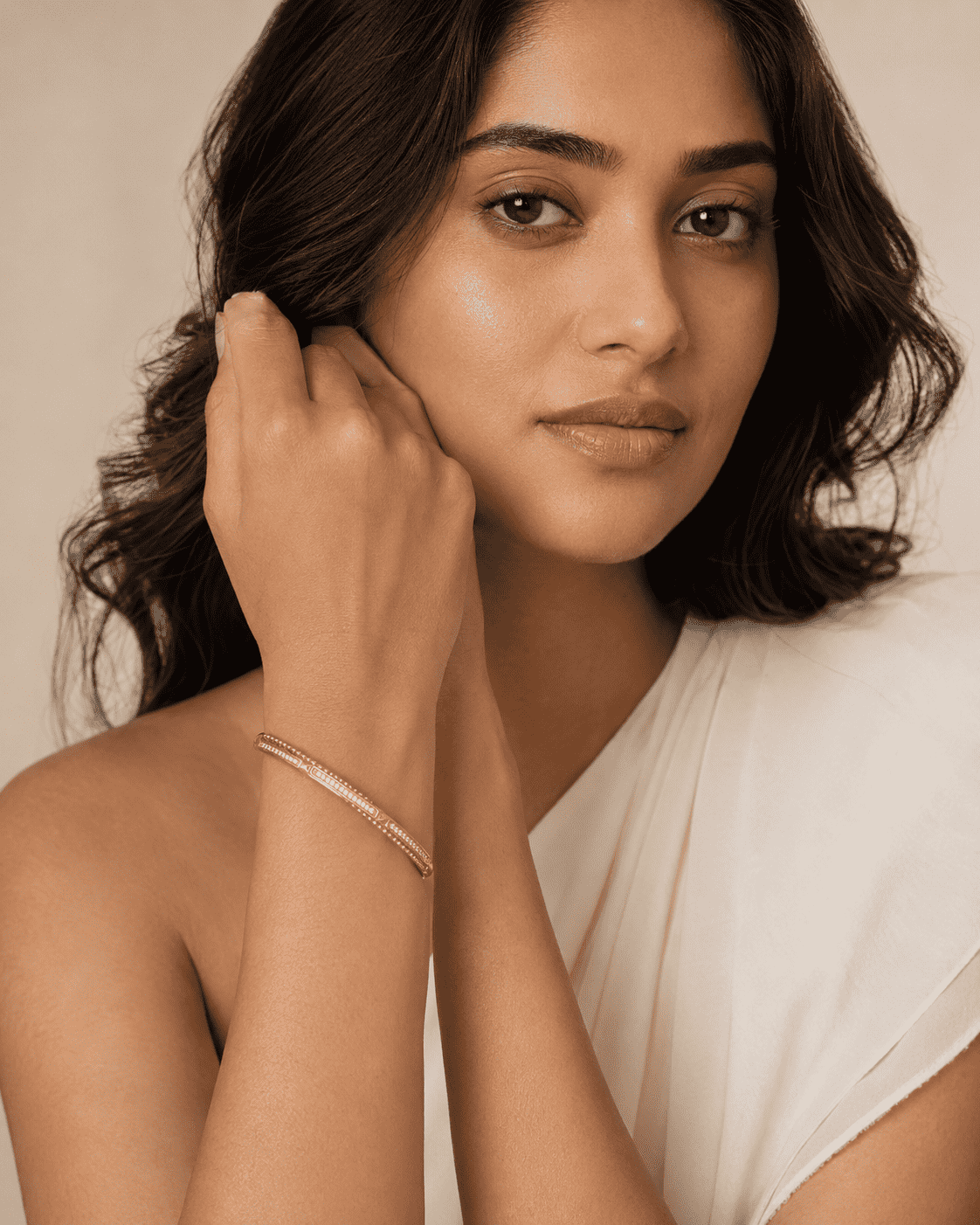 The Caviar Bead Bangle — Gold Plated Studline Bangle by House of Zena, front view