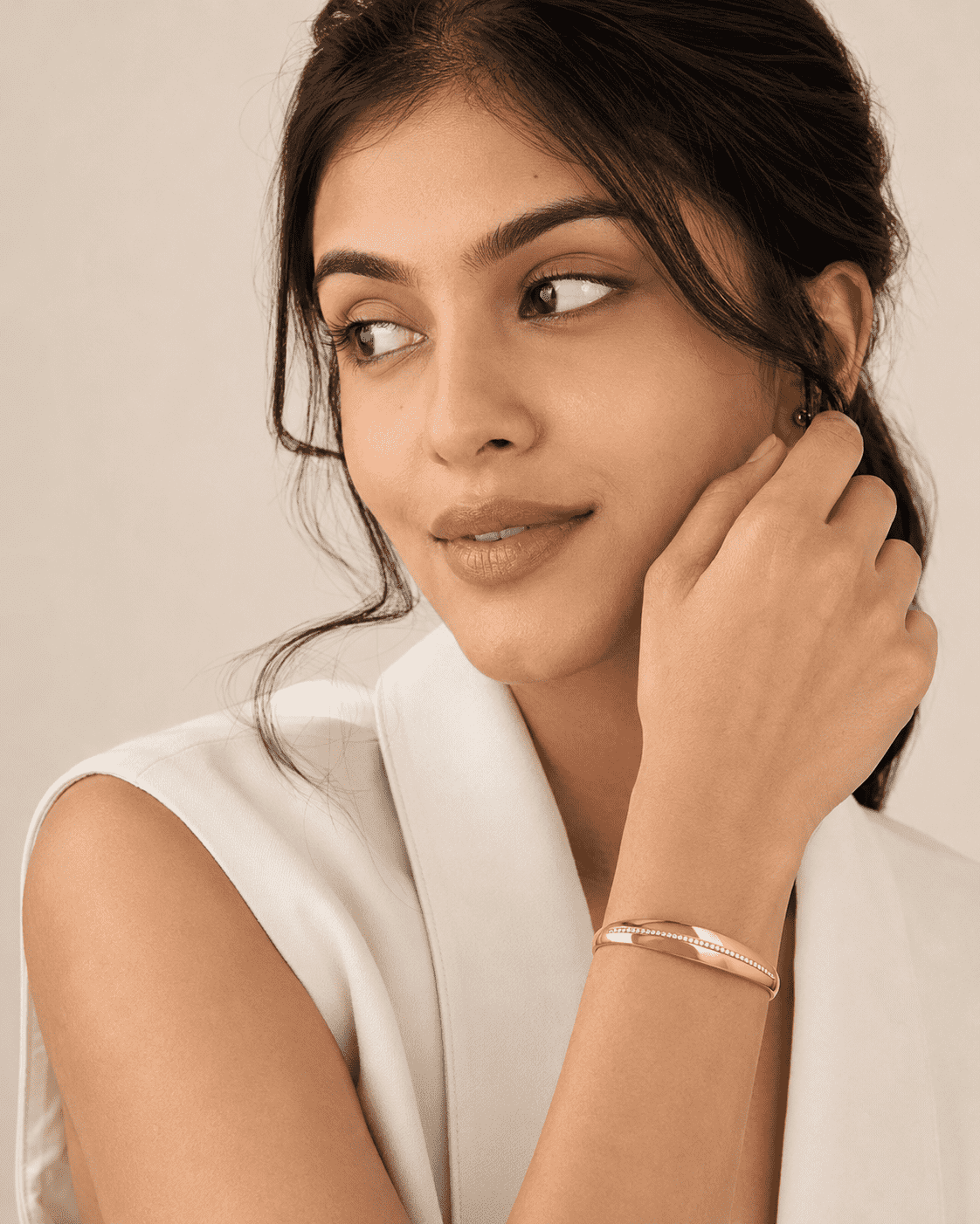 The Date Night Solitaire Bangle — Gold Plated Linea Bangle by House of Zena, front view