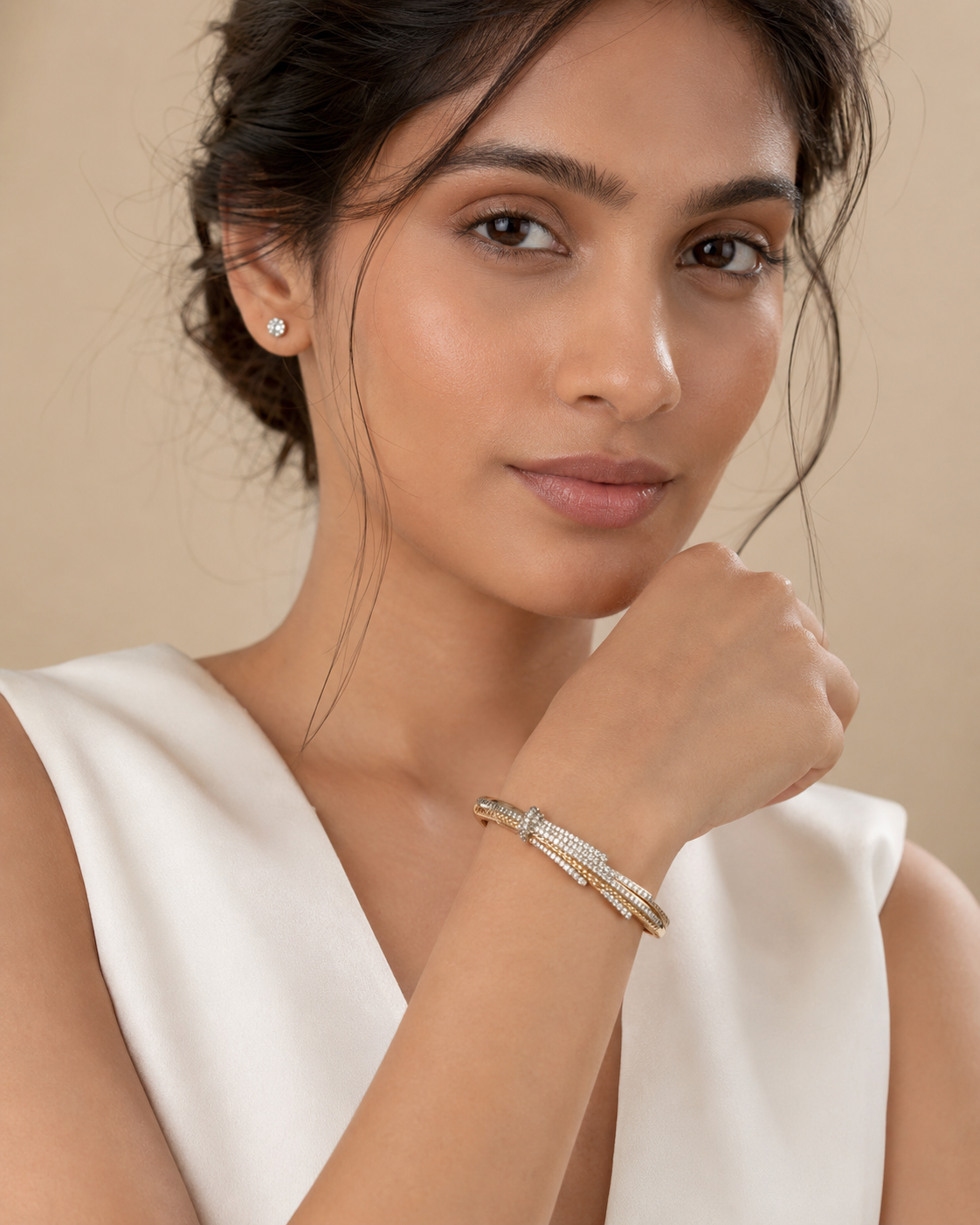 The Silk Ribbon Pavé Bangle — Anti-Tarnish Waterproof Jewellery | House of Zena