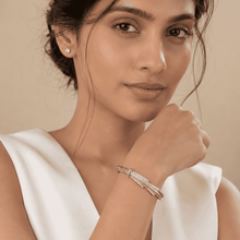 The Silk Ribbon Pavé Bangle — Gold Plated Ribbon Pavé Bangle by House of Zena, front view