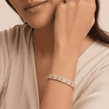 The Double Shot Tennis Bracelet — Gold Plated Solène Luxe Tennis Bracelet by House of Zena, front view