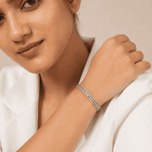 The Fast Track Triple Bangle — Gold Plated Linear Pavé Bangle by House of Zena, front view