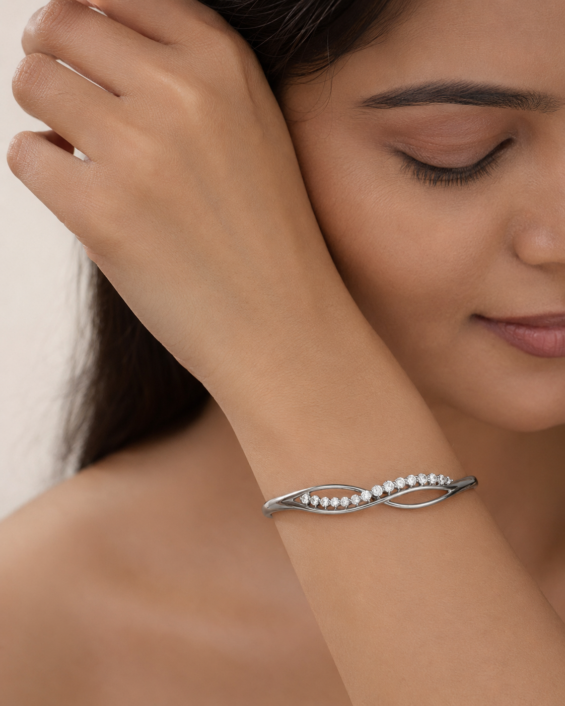 The "Forever Yours" Infinity Bangle — Silver-Tone Infinity Bangle by House of Zena, front view — Anti-Tarnish Waterproof Jewellery | House of Zena