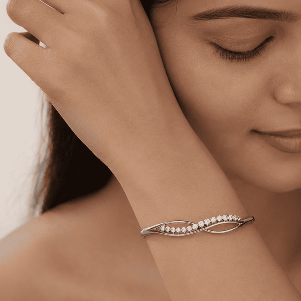 The "Forever Yours" Infinity Bangle — Silver-Tone Infinity Bangle by House of Zena, front view — Anti-Tarnish Waterproof Jewellery | House of Zena