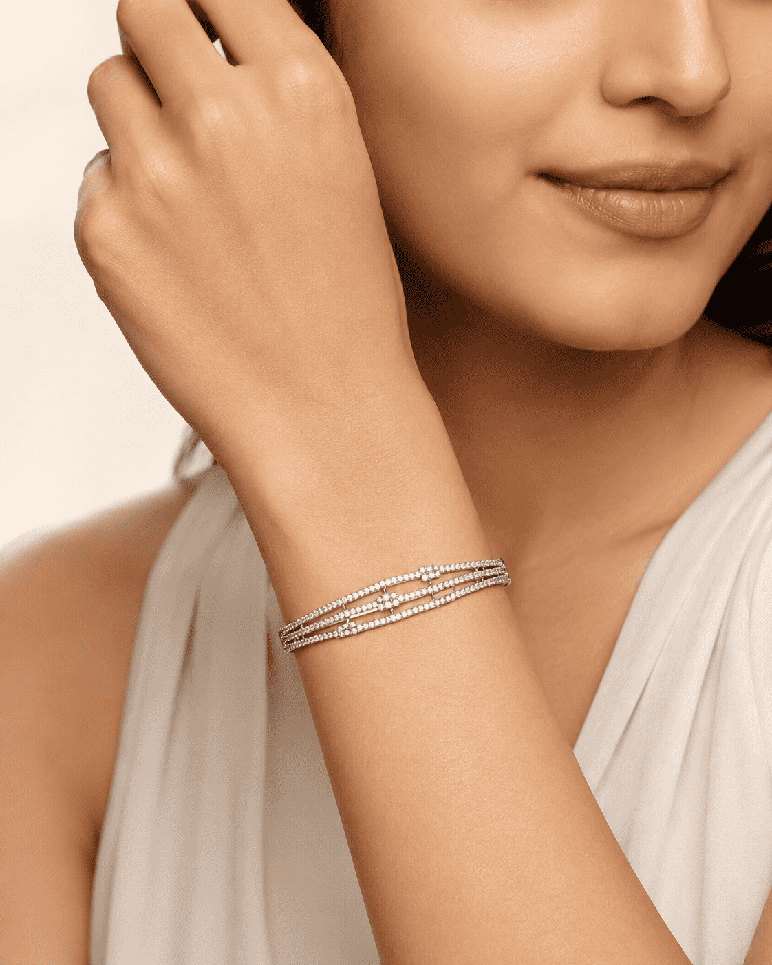 The Dual Lineage Pavé Cuff — Gold Plated Parallel Pavé Bangle by House of Zena, front view