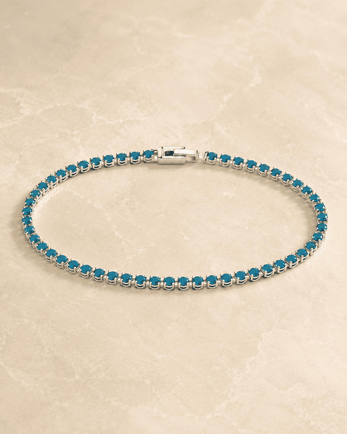 The Swimming Pool Tennis Bracelet — Silver-Tone Tennis Bracelet by House of Zena, close-up detail