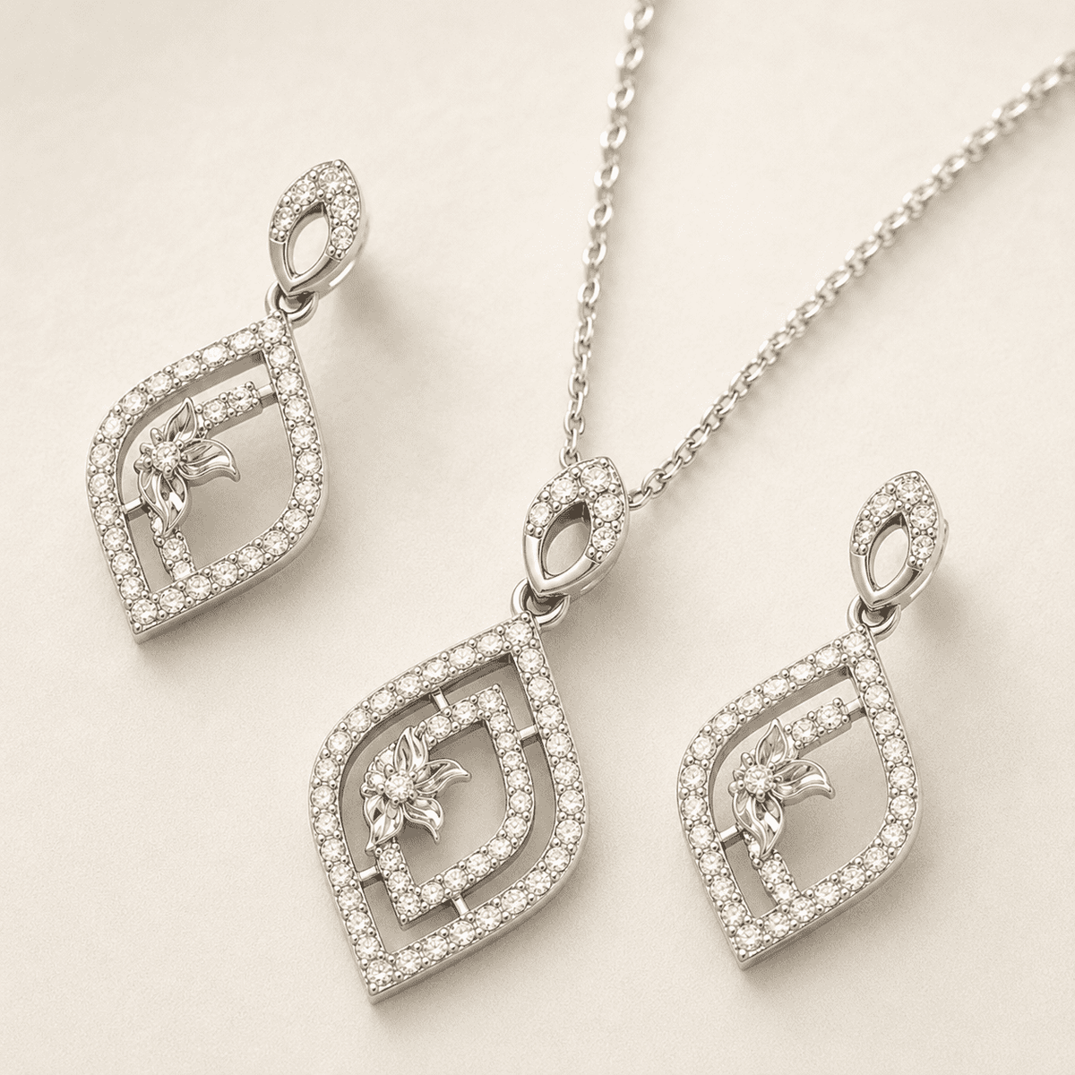 The Morning Bloom Coffee & Cake Set — Gold Plated Morning Bloom Pendant Set by House of Zena, close-up detail