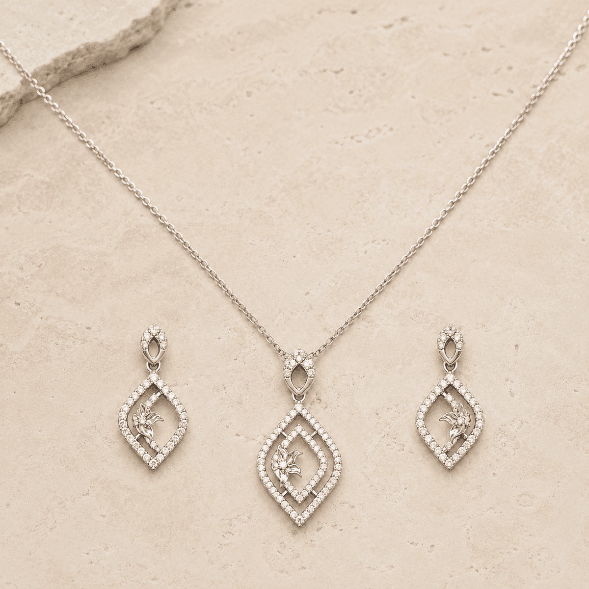 The Morning Bloom Coffee & Cake Set — Gold Plated Morning Bloom Pendant Set by House of Zena, side angle