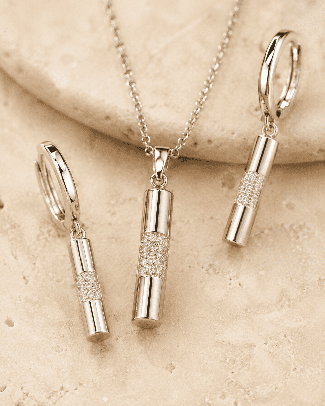 The "Minimal Effort" Bar Set — Gold Plated Bar Pendant Set by House of Zena, worn on model