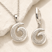 The Cinnamon Roll Spiral Set — Silver-Tone Spiral Pendant Set by House of Zena, close-up detail