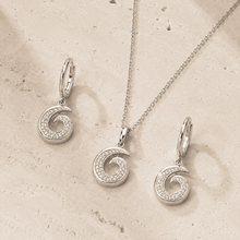 The Cinnamon Roll Spiral Set — Silver-Tone Spiral Pendant Set by House of Zena, side angle