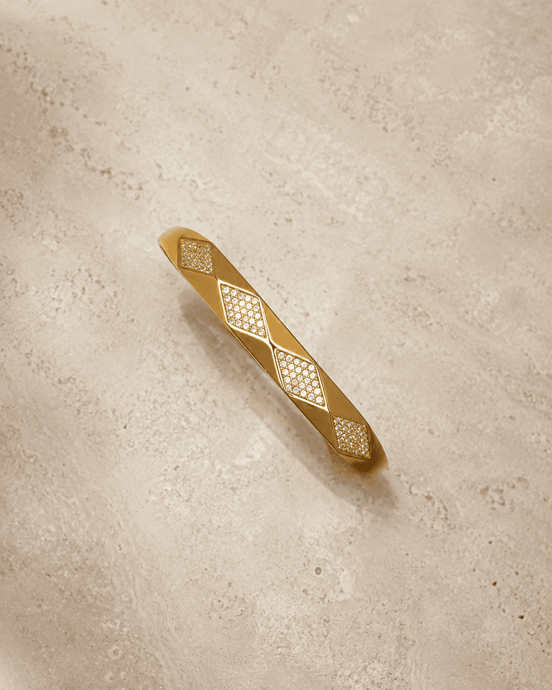 The Diamond Cut Mirror Bangle — Gold Plated Prism Bangle by House of Zena, side angle
