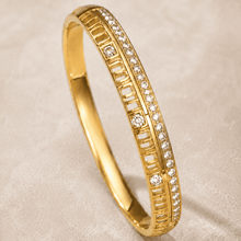 The Golden Highway Pavé Bangle — Gold Plated Golden Linea Bangle by House of Zena, close-up detail