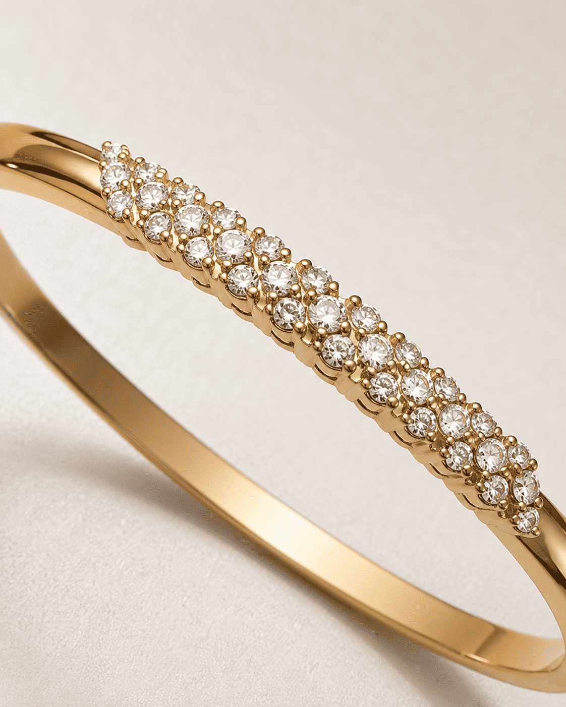 The Sparkling Donut Bangle — Gold Plated Pavé Bangle by House of Zena, styled on model