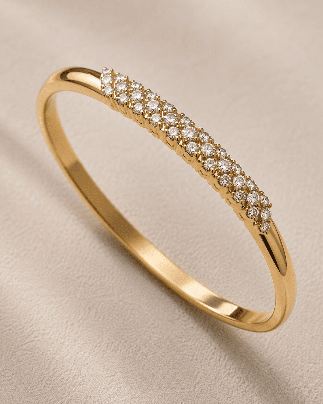 The Sparkling Donut Bangle — Gold Plated Pavé Bangle by House of Zena, close-up detail