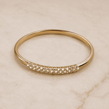 The Sparkling Donut Bangle — Gold Plated Pavé Bangle by House of Zena, side angle