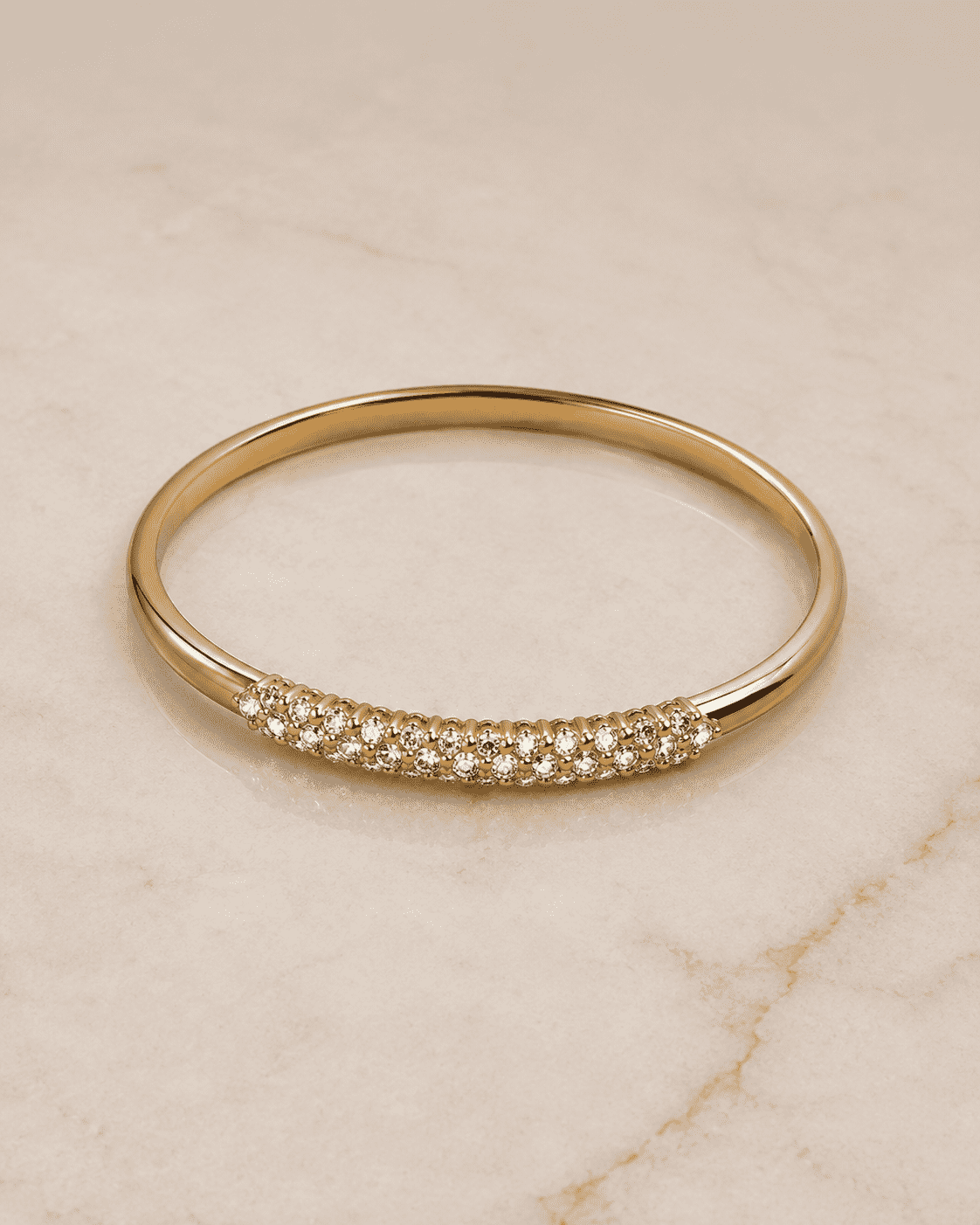 The Sparkling Donut Bangle — Gold Plated Pavé Bangle by House of Zena, side angle