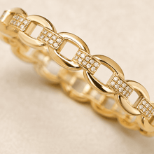 The Paperclip Stacking Cuff — Gold Plated Link Bangle by House of Zena, styled on model