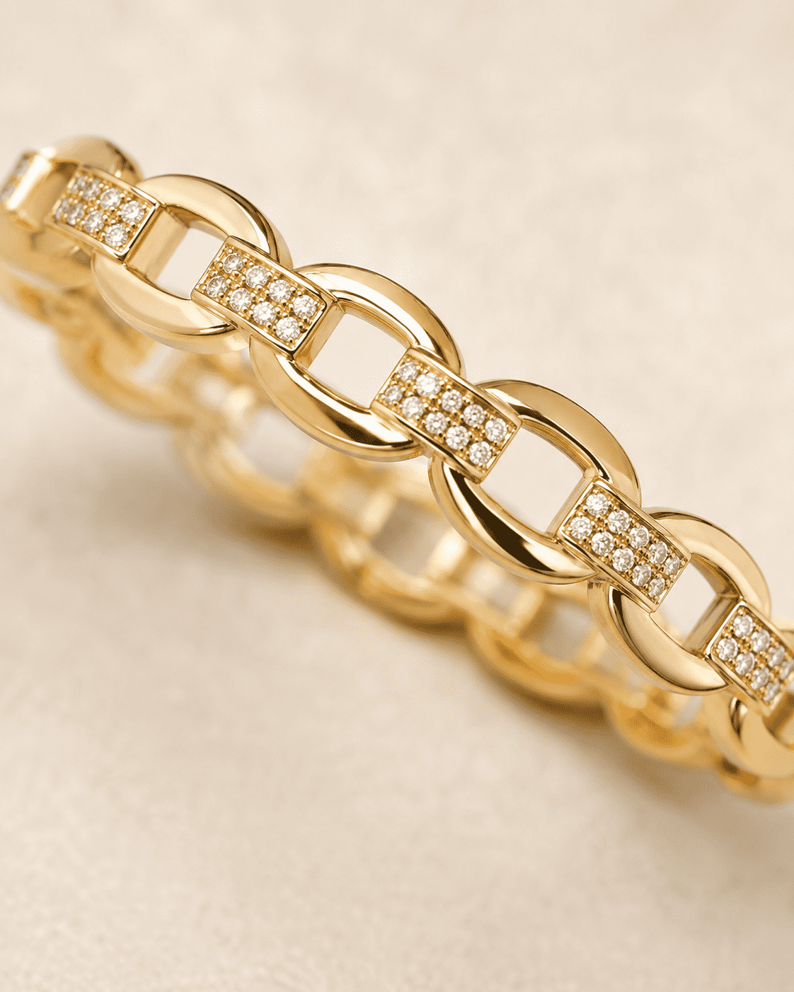 The Paperclip Stacking Cuff — Gold Plated Link Bangle by House of Zena, styled on model