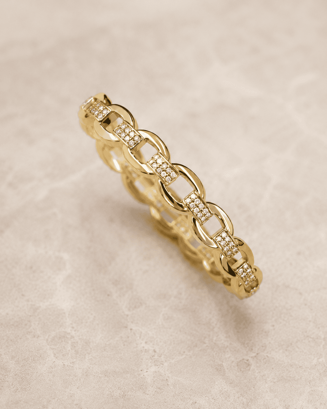 The Paperclip Stacking Cuff — Gold Plated Link Bangle by House of Zena, side angle