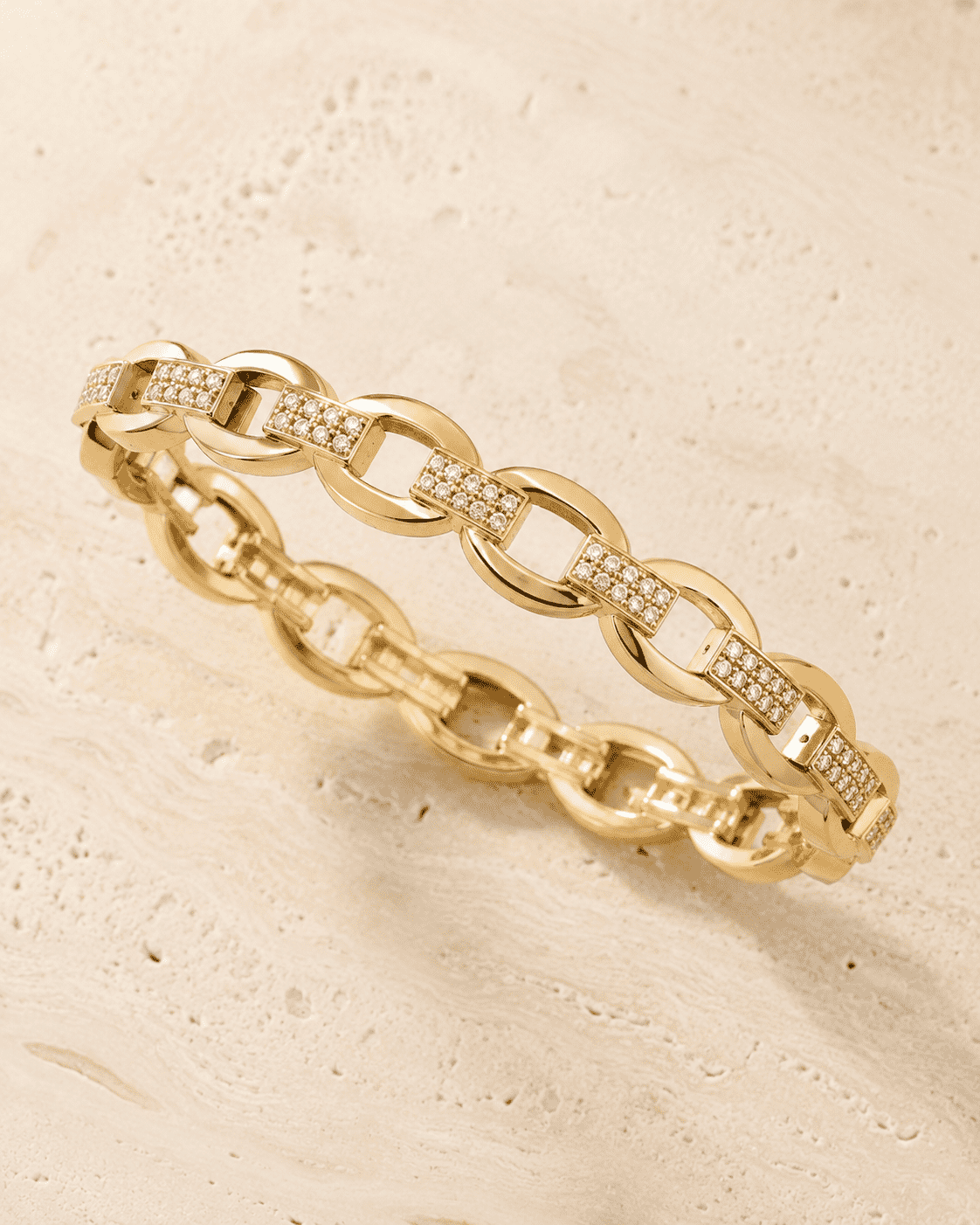 The Paperclip Stacking Cuff — Gold Plated Link Bangle by House of Zena, close-up detail