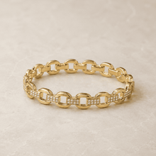The Paperclip Stacking Cuff — Gold Plated Link Bangle by House of Zena, worn on model