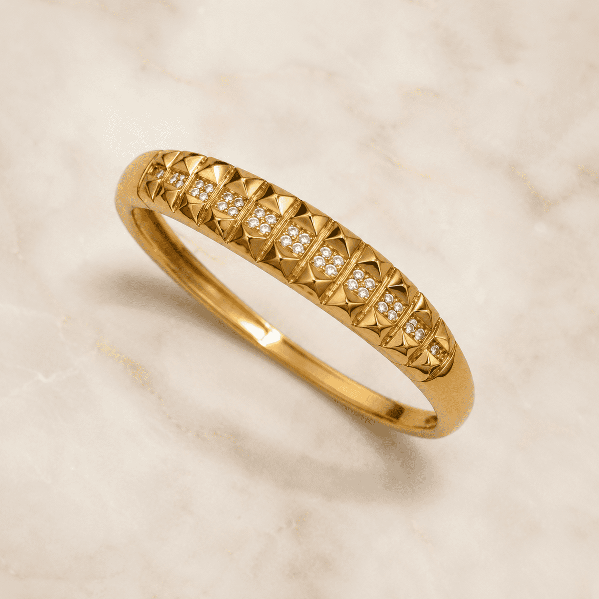 The Rock & Roll Studded Bangle — Gold Plated Studded Bangle by House of Zena, side angle