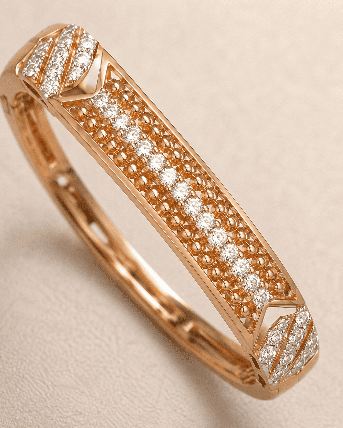 The Cleopatra Royal Filigree Cuff — Gold Plated Royale Bangle by House of Zena, close-up detail