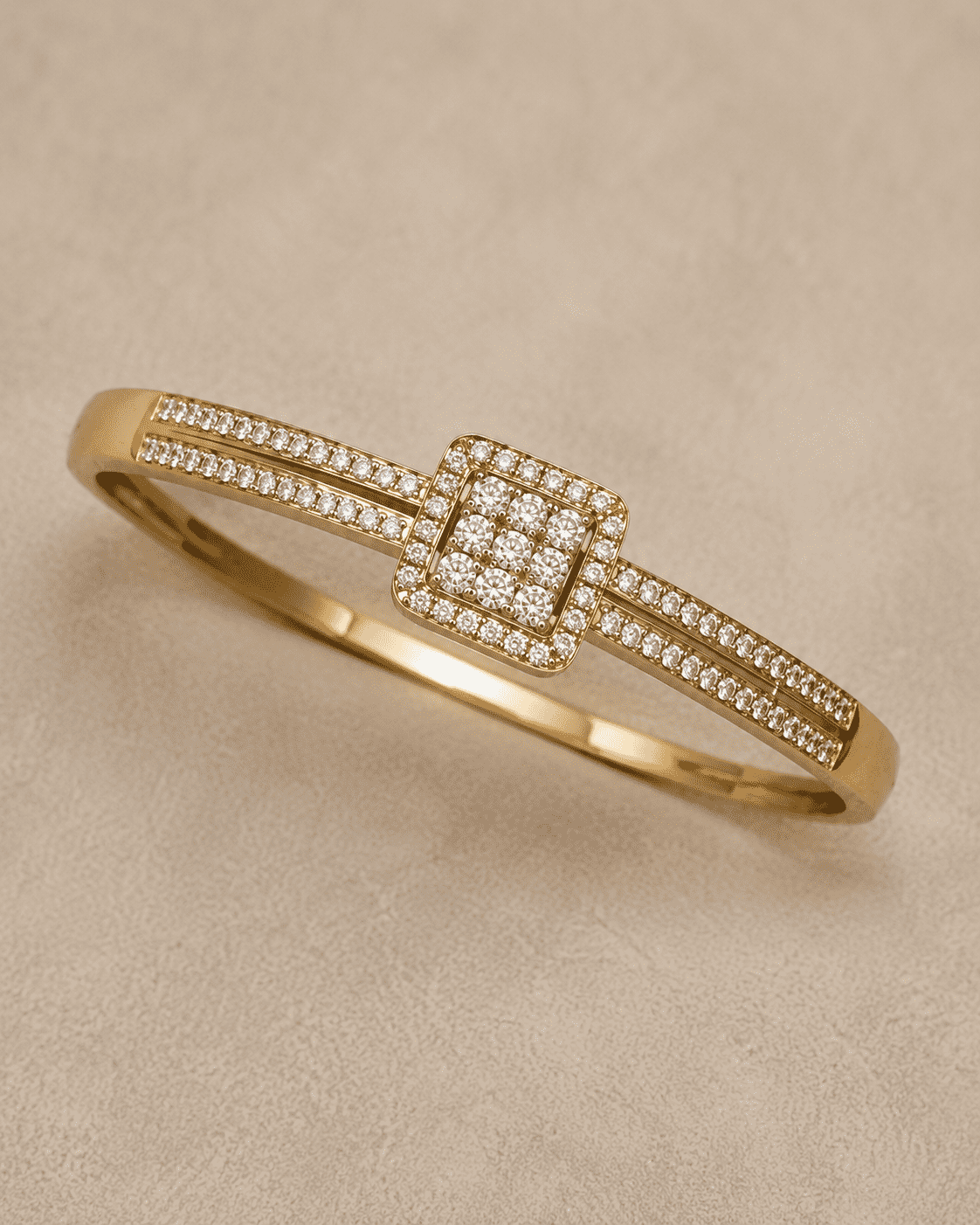 The Architectural Frame Bangle — Gold Plated Frame Bangle by House of Zena, side angle