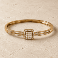 The Architectural Frame Bangle — Gold Plated Frame Bangle by House of Zena, close-up detail