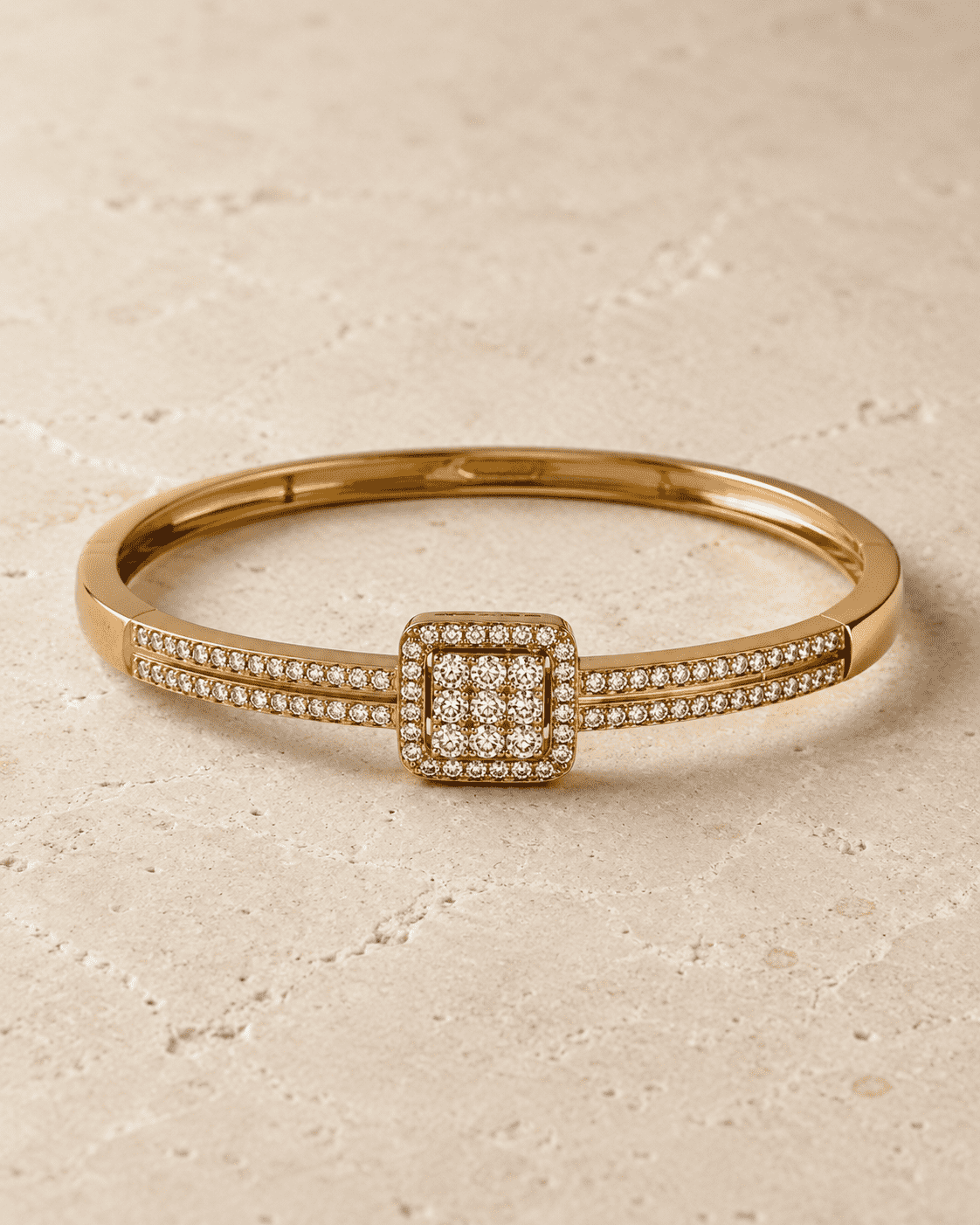 The Architectural Frame Bangle — Gold Plated Frame Bangle by House of Zena, close-up detail